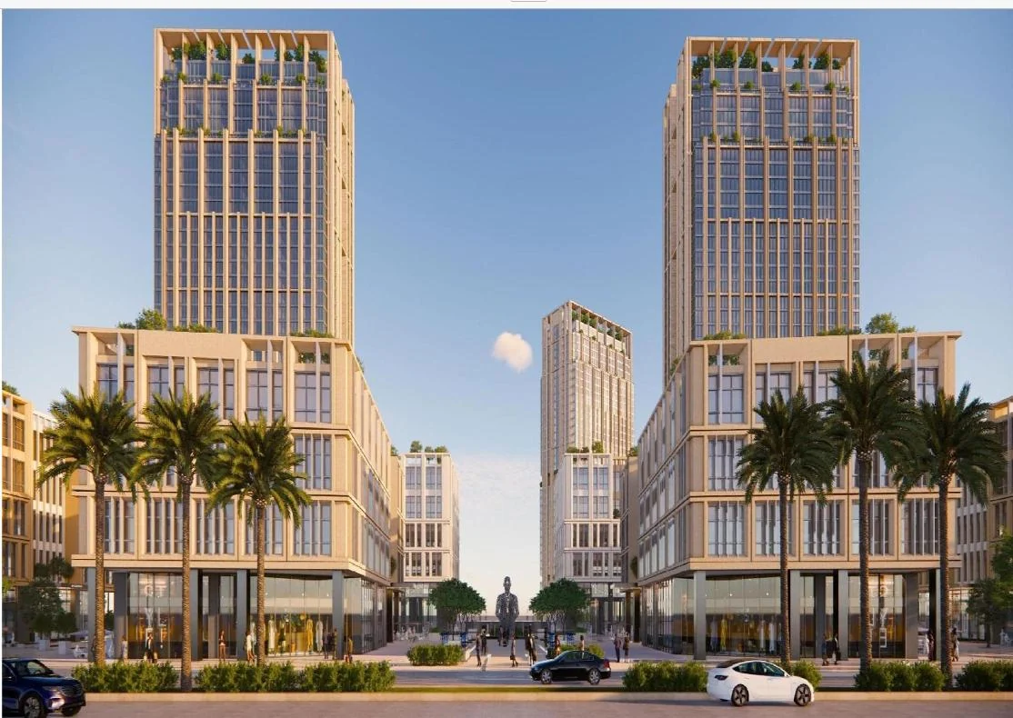 West Tower office plaza architectural rendering